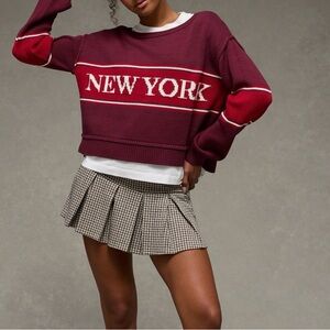 American Eagle Boatneck New York Rugby Style Graphic Sweater